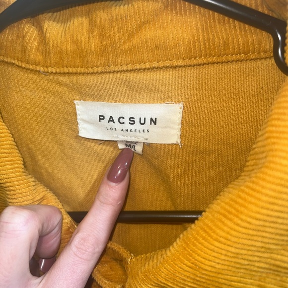 PacSun Yellow Mustard Corduroy Jacket Trucker Style Size M/L Cord Medium/Large - Picture 4 of 7